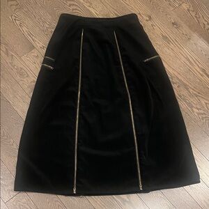 Jade Jade Jade Black Gothic Moto Mid/Max Skirt Gold Zipper Details Size M